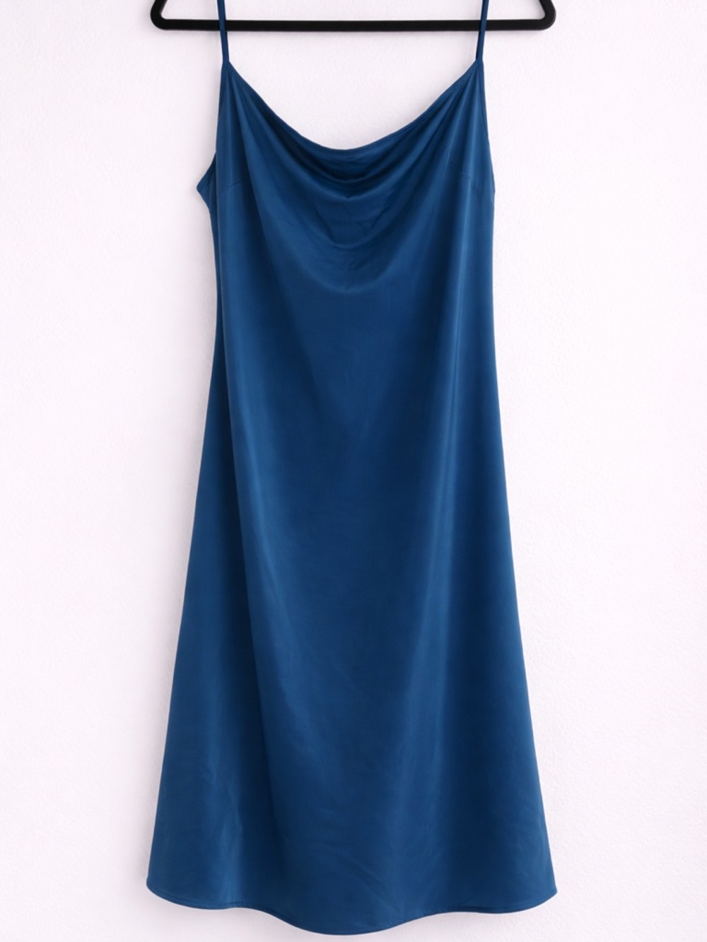Satin Cowl Neck Slip Dress in Deep Teal